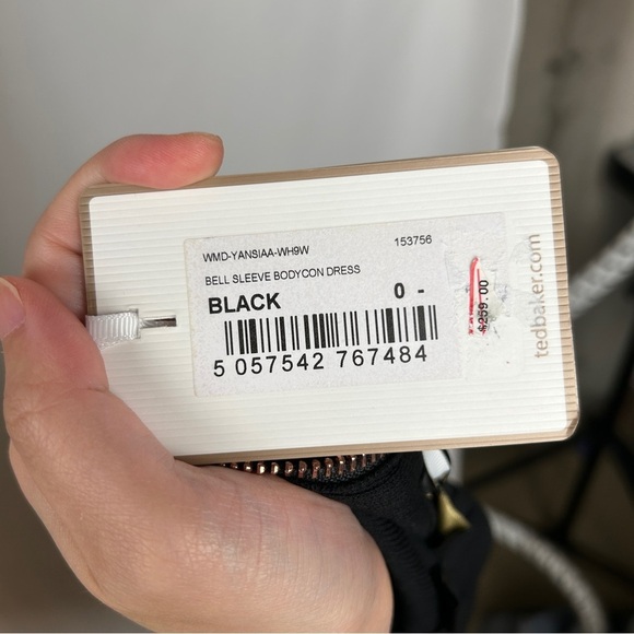 NEW Ted Baker Black Bell Sleeve 3/4 Bodycon Mini Dress Size 0 (US 0-2) - Picture 12 of 15